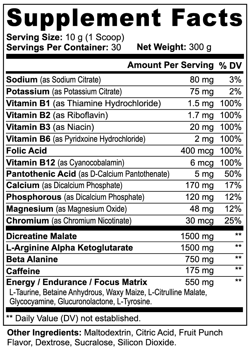 Nitro Shock Pre-Workout Powder (Fruit Punch)